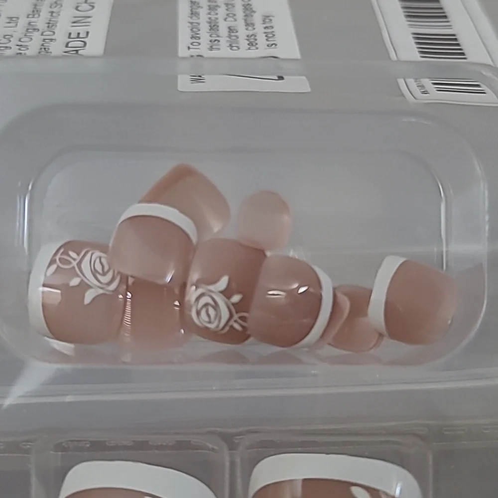 2/$16 Floral French Tip Press On Toenails